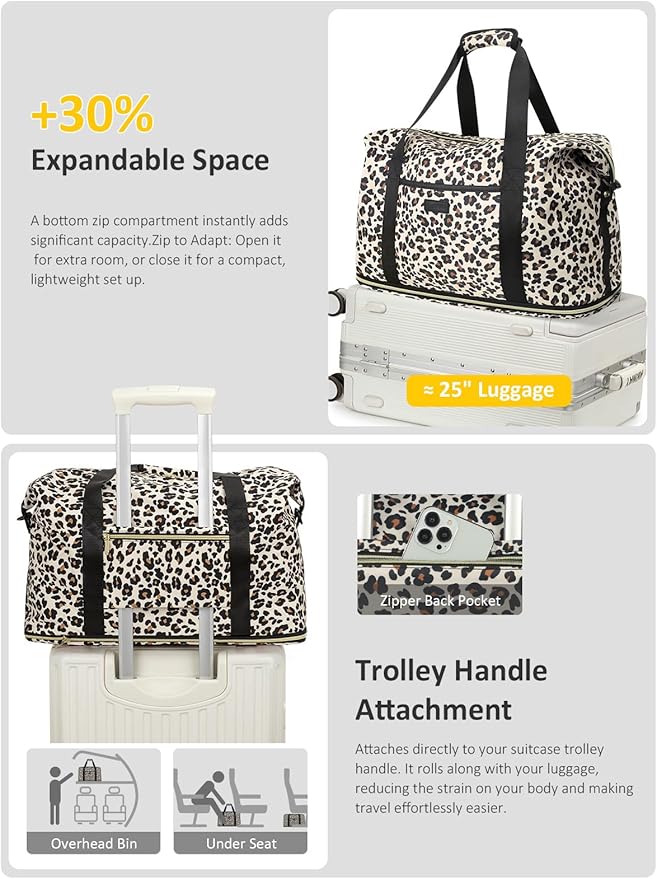 Expandable Travel Duffle Bags Weekender Overnight Bags for Women Men Hospital Bag for Women Labor Delivery with Toiletry Bag Waterproof