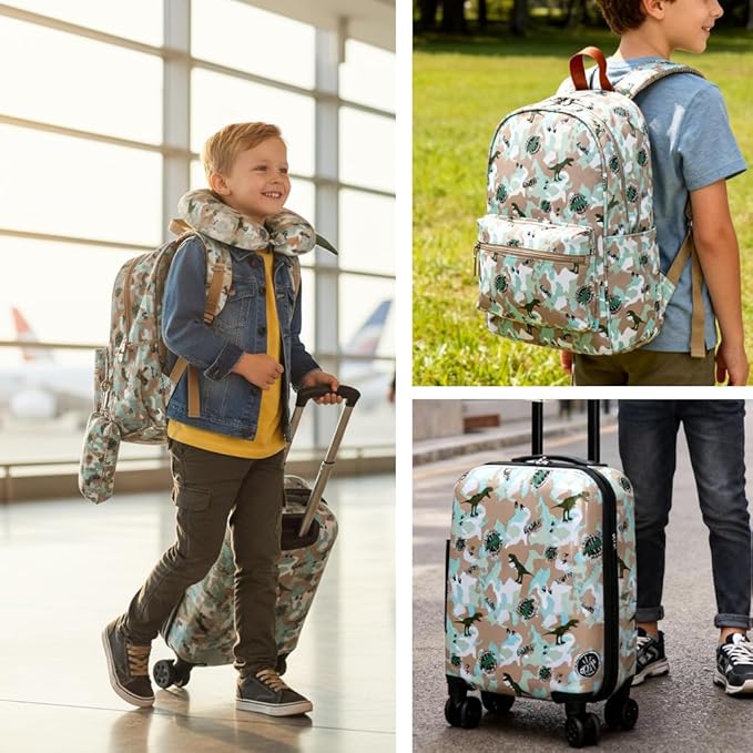 Kid’s Luggage Set 6 Piece Suitcase Set 16’’ Hardside Luggage with Spinner Wheels Girls Boys Carry on Luggage Travel Rolling Luggage Airline Approved