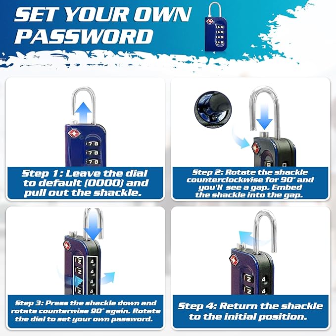 2 Pack TSA Approved Combination Lock for Luggage & Locker - 4 Digit Weatherproof Padlock, Secure Portable Small Lock for Travel, Gym, School, Suitcase, Storage