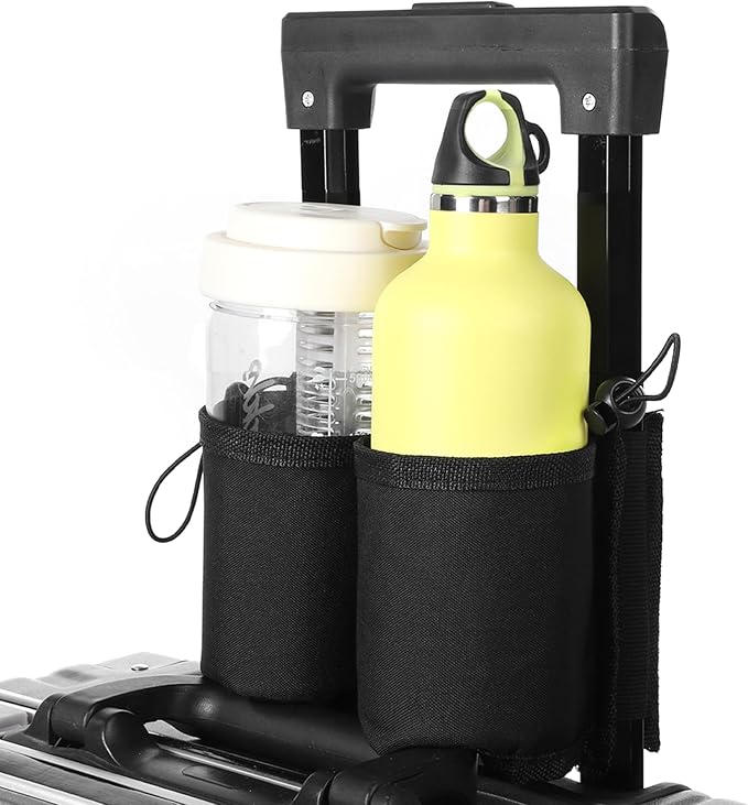 Luggage Travel Cup Holder Free Hand Drink Carrier Carry on Beverage Cup Holder Attachment Fits Roll on Suitcase Handles Business People, Travel Essentials