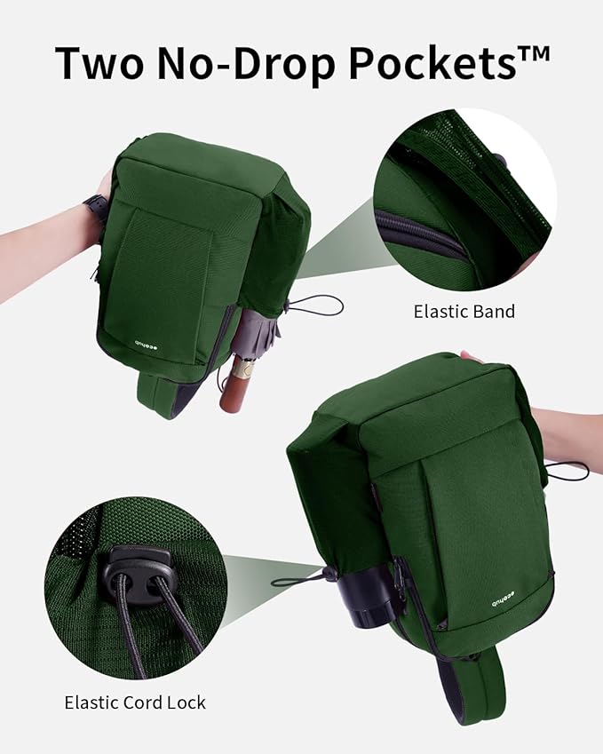 ECOHUB Anti-Theft Crossbody Bag Men Women, RFID Blocking Lightweight Sling Backpack Eco-Friendly with 9 Pockets Sturdy SBS Zippers Water Resistant for Travel Work Hiking Outdoor, Army Green
