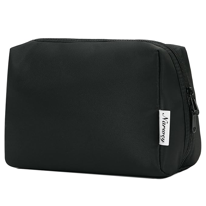 Narwey Travel Cosmetic Bag Organizer Toiletry Bag Make Up Bags with Compartments for Women Girls (Large, Black)