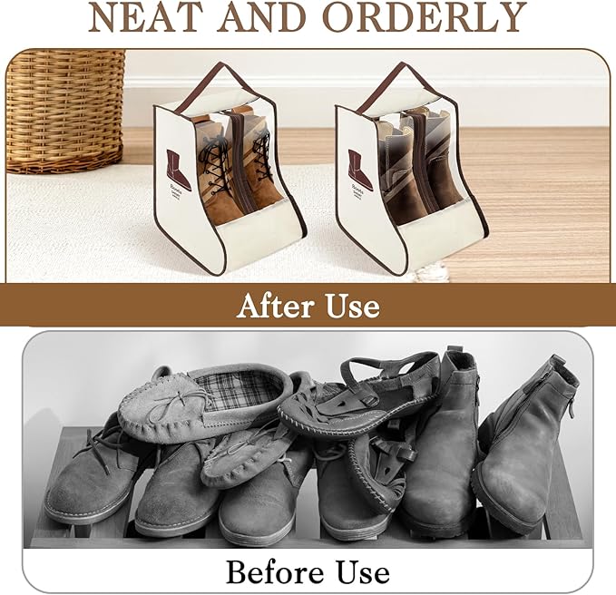 2 Set Boot Storage Bag, Portable Boots Protector Bag Dust Proof Travel Shoe Bags with Handle Boots Organizer for Packing Travel and Daily Use (Short)