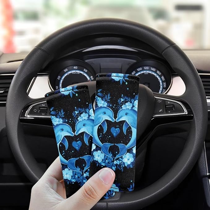 BIGCARJOB Cute Neon Dolphin Handle Wraps Set for Luggage Accessories,Women Girls Door Protection Cover Suitcase Handle Cover Gifts Suitcase Handle Wraps Travel Bags