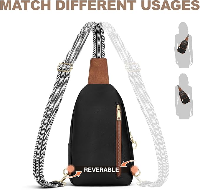 SYTRAH Anti Theft Crossbody Bags for Women, RFID Sling Bag Travel Purse, RFID Cross Body Purses Chest Bag for Travel Black Brown