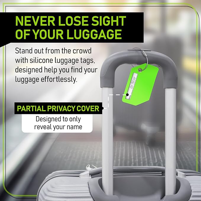 Untethered 4-Pack Luggage Tag Set | Durable Luggage Tags for Suitcases & Travel Bags | Bag Tag & Name ID Identifiers | Suitcase Tags for Easy Luggage Identification