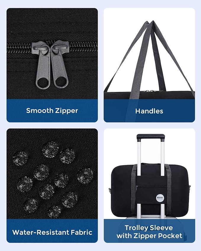 WANDF For Spirit Airlines Personal Item Bag 18x14x8 Travel Duffel Bag Underseat Foldable Carry-on Luggage for Women