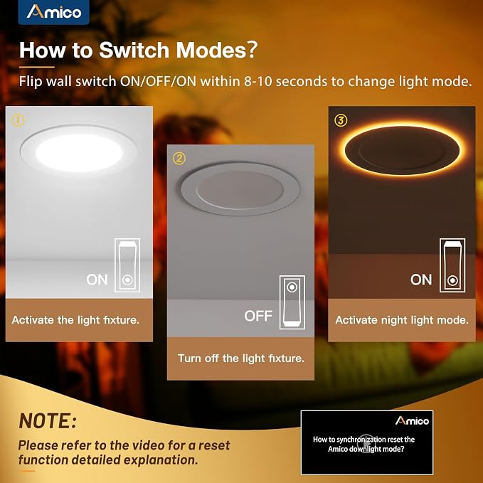 Amico 12 Pack 6 Inch LED Recessed Light with Night Light, 5CCT, 1100LM | Ultra-Thin Ceiling Light, 5%-100% Dimmable, No Flicker, 2700K-5000K, Canless Wafer Downlight with J-Box, 12W=110W, IC/ETL/FCC