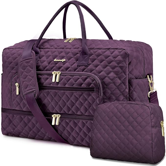 Travel Duffle Bag Weekender for Women - Carry-On Overnight Bag Personal Item Bag with Shoe Compartment & Wet Pocket Large Weekend Tote Bags with Toiletry Bag Hospital Bags for Labor and Delivery