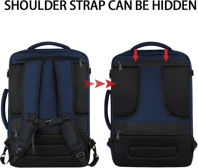 Vancropak Carry On Backpack, Expandable Large Travel Backpack for Men/Women, 40L Airplane Approved Luggage Bag Business Weekender Bag, Lightweight Water Resistant Daypack for Flight, Blue
