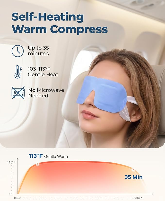 10 Packs Self Heating Steam Eye Mask: Warm Eye Compress for Dry Eyes, Stye Eye Treatment - Disposable Moist Heated Sleep Mask for Tired Eyes & Headache Relief - Ideal for Travel & Spa Gift(Unscented)