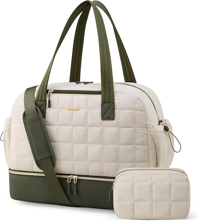 LOVEVOOK Large Travel Duffle Bag,Weekender Bags For Women with Shoe Compartment,Puffer Carry On Bags For Airplanes,Hospital Bag for Labor and Delivery,Overnight Bag With Toiletry Bag,Gym Tote Bag