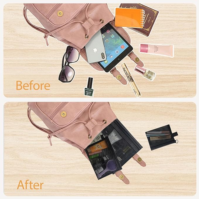 3 Pcs Mesh Zipper Pouch Makeup Bags Set, Portable Mesh Cosmetic Bag Travel Toiletry Storage Bags Pencil Purse Organizer Pouches for Home Office Daily or Traveling Accessories Keep Small Items(Black)