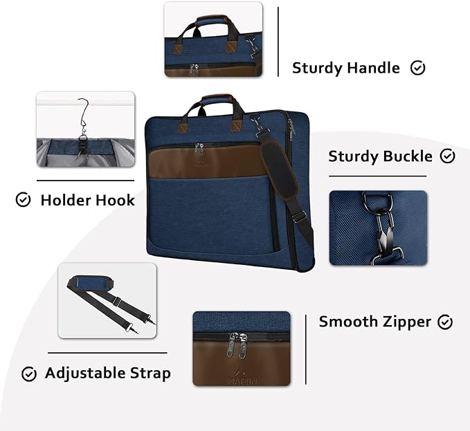 MATEIN Travel Garment Bags, Large Convertible Carry On Garment Bag For Men Women, Wrinkle-Free Hanging Travel Suit Luggage with Shoulder Strap, 2 in 1 Suit Carrier Suitcase For Business Trip, Blue