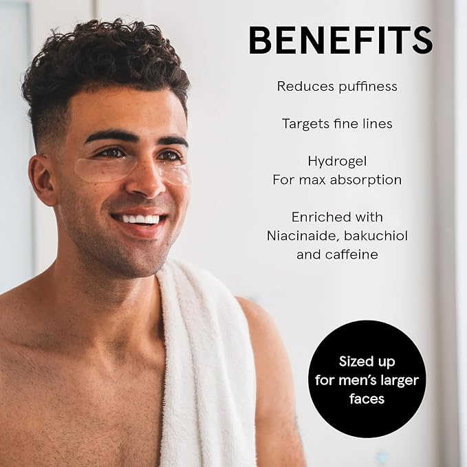 JAXON LANE BRO MASK Under Eye Patches for Men with Hydrogel (4 x 6 pairs) - Anti-Aging Korean Eye Masks for Dark Circles and Puffiness- Puffy Under Eye Treatment - Perfect Skin Care for Men