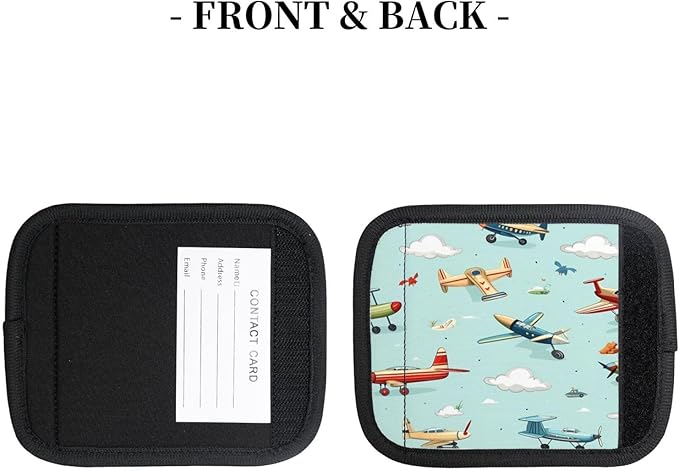 Luggage Handle Wraps Cartoon Airplanes Pattern Luggage Identifiers Soft Neoprene Luggage Handle Wraps For Suitcase Trolley Handle Grip Cover 2 Pack Luggage Tags