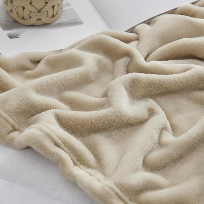Hansleep Fleece Blanket Twin Size Taupe, Soft Cozy Twin Blanket, Fuzzy Flannel Blanket for Bed, Sofa, Couch, Travel, Camping, Taupe, 60x80 Inches