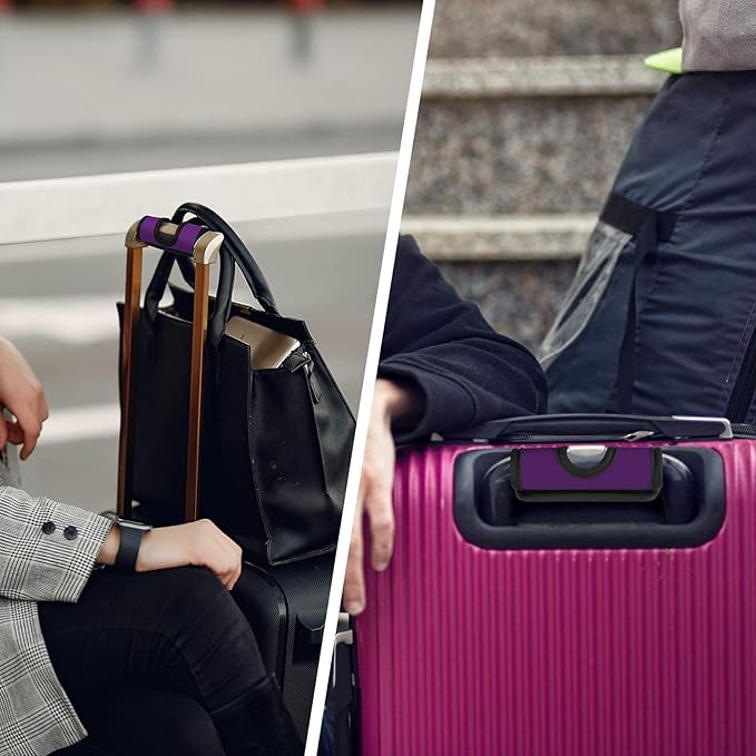 5 Pcs Neoprene Luggage Handle Wrap Handle Grip Luggage Tags Identifier Hollow Design for Push-Button, Bright Luggage Markers for Airport Travel Luggage Suitcase Trolley Case