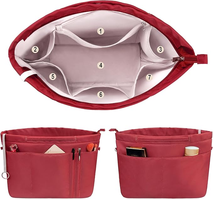 Vercord Purse Insert Organizers for Tote Handbag Bag in Bag with Zipper Liner Bag Organizer for Women 14 pockets