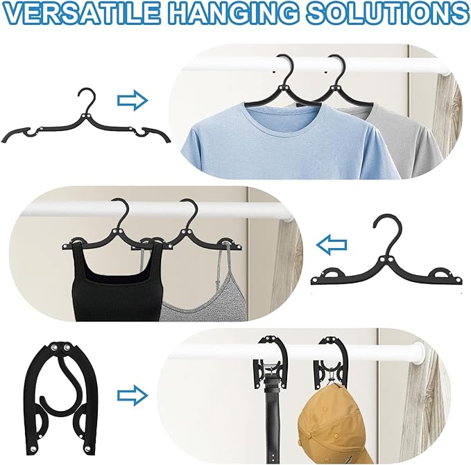 36 PCS Travel Hangers - Cruise Ship Essentials Portable Folding Clothes Hangers Travel Essentials Foldable Clothes Drying Rack for Travel (Black)