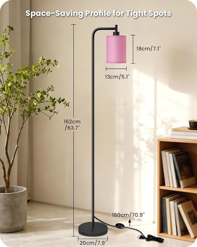2Pack Dimmable Floor Lamp for Living Room with Remote and Foot Switch, Modern Standing, Corner Lamp,10W Bulb 3 Color Temperatures, for Bedroom, Office, ETL Listed, Gold and Pink P19LDP205