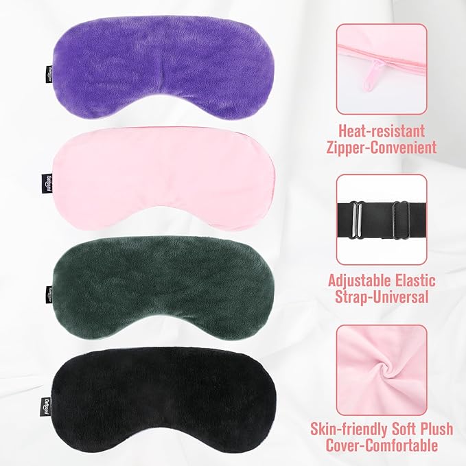 Heated Eye Mask, Microwave Moist Warm Compress for Eyes, Cooling Soothing Weighted Eye Mask for Sleeping, Reusable Sleep Eye Mask for Home & Office, Hot and Cold for Eye Relaxation (Pink)