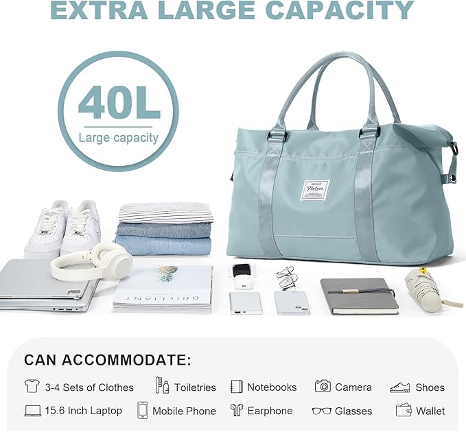HYC00 Travel Duffel Bag,Carry-on Overnight Weekender Bags for Women,Sports Tote Gym Bag with Wet Pocket