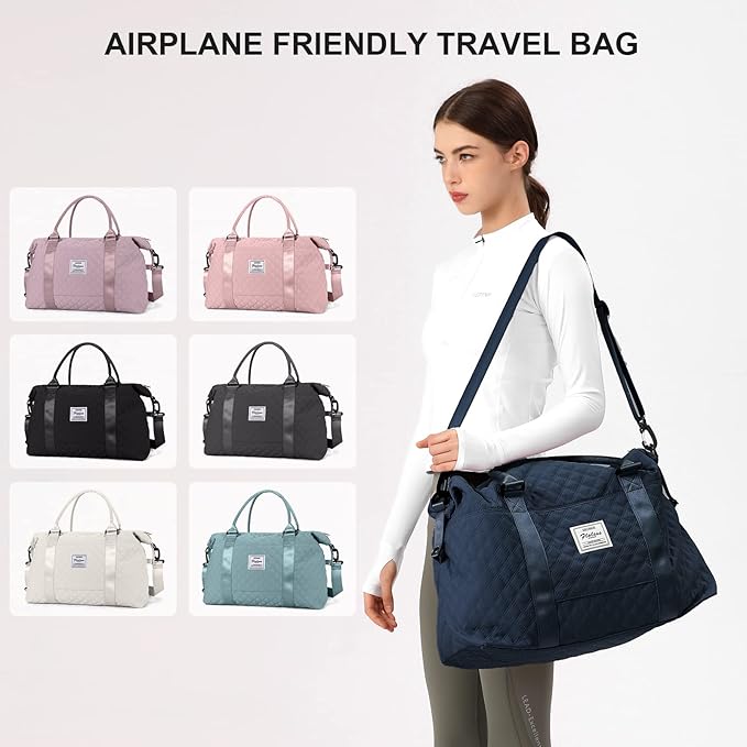HYC00 Travel Duffel Bag,Carry-on Overnight Weekender Bags for Women,Sports Tote Gym Bag with Wet Pocket