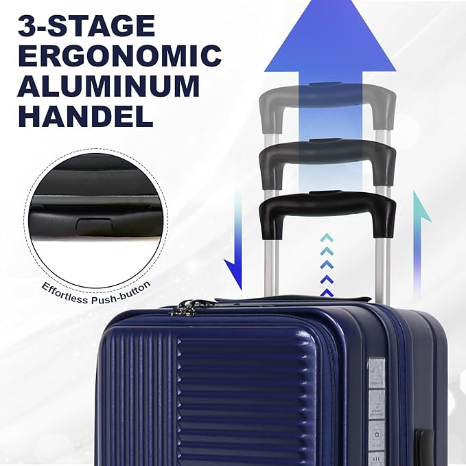 Merax Luggage Sets 3 Piece,Front Open PC Hardshell Expandable Carry on Suitcase with Spinner Wheels and TSA Lock,Lightweight 20in/24in/28in Luggage,Aqua Blue
