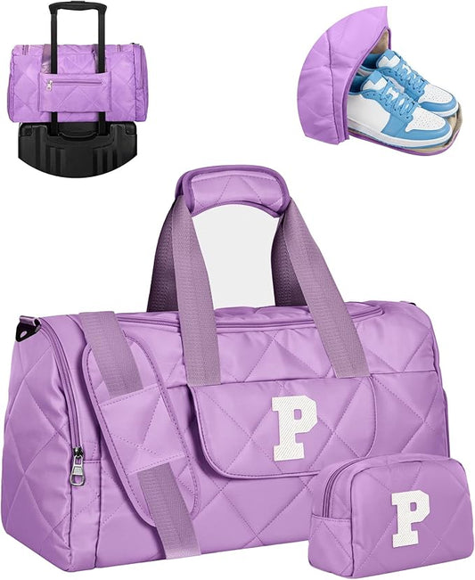 Travel Bag for Women Girl, Birthday Gifts for Teen Girls, Initial Weekender Bag with Makeup Bag, Girls Dance Bag, Teen Girl Gifts Trendy Stuff, Graduation Gift Idea for Daughter Granddaughter