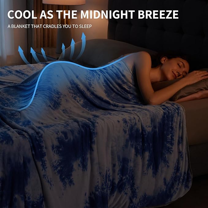 Guohaoi Cooling Blanket (90"x90"Queen Size) for Hot Sleepers and Night Sweats,Decortive Tie Dye,Arc-Chill Q-Max >0.5Cool Fiber,Ultra Cold Breathable,Comfortable,Keep Cool,All-Season