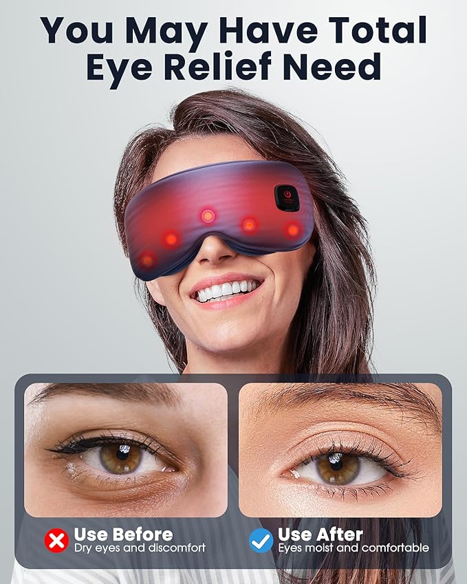Heated Eye Mask - Cordless Eye Mask for Dry Eyes, Eye Relief, Improved Sleep, Washable Eye Heating pad for Travel and with Replaceable Shell (Blue)