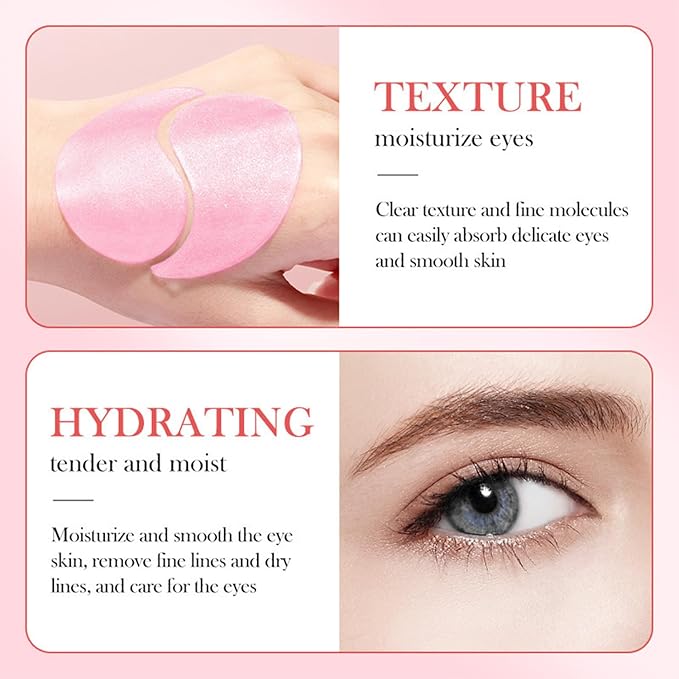 Eakroo Rose Eye Masks - 60 PCS Under Eye Patches for Puffy Eyes and Dark Circles Treatments - Hydrating Eye Mask Skincare, Eye Gel Pads for Eye, Reduce Wrinkles and Fine Lines, Improve Eye Skin