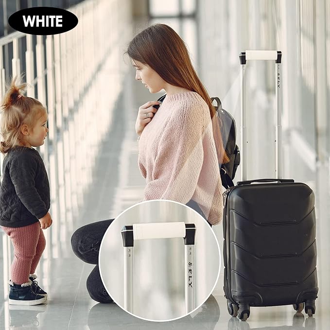 KINIVA 2 Pack Set White Vegan Leather Luggage Handle Wraps, Luggage Identifiers, Travel Accessories