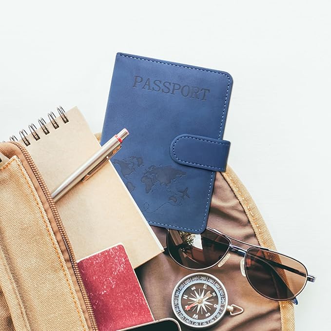 ACdream Passport Holder for Travel Essentials, Rfid Blocking Passport Wallet Cover Case for Travel Must Haves Accessories, Book Holders for Women/Men, Navy Blue