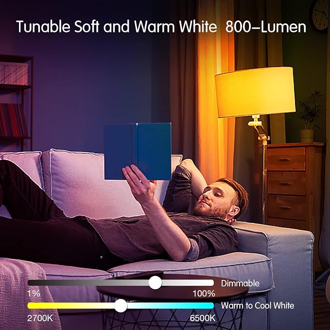 DAYBETTER Smart Light Bulbs,Alexa Light Bulb,WiFi Color Changing Light Bulb | Smart Bulb that Work with Alexa,Google Assistant,Music Sync,Multicolor RGBCW,A19,9W,800LM,E26,Dimmable Led Light Bulb,10 Pack