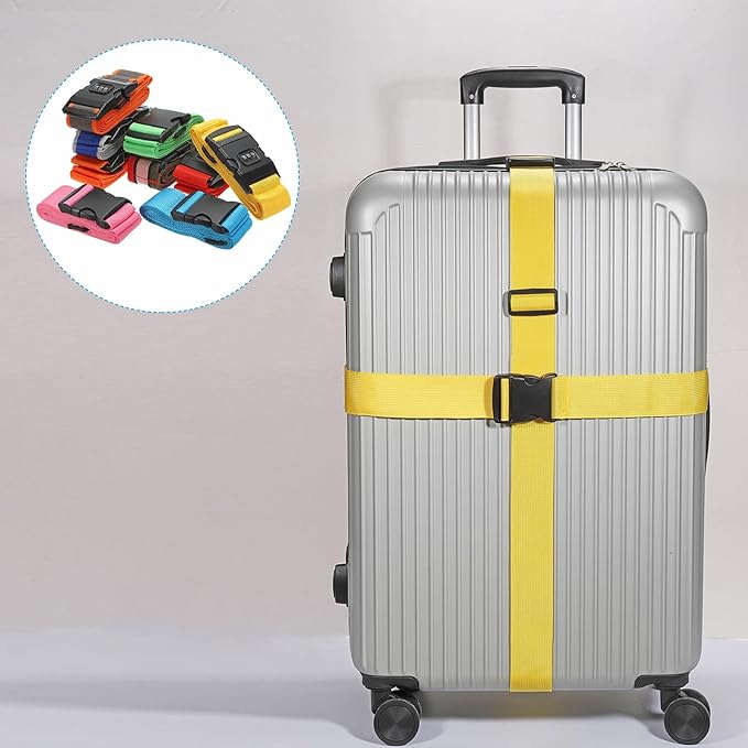 PATIKIL Luggage Straps, Suitcase Straps Adjustable Luggage Belts Strap with Combination Lock for Luggage Suitcases Travel, Gray