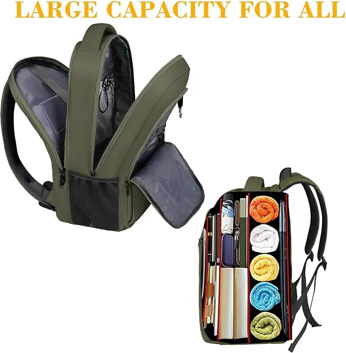 MATEIN 15.6 Inch Travel Laptop Backpack, Sturdy Computer Backpack for Women Men, Lightweight Fashion Water Resistant Traveling Backpack Casual Daypack for College Offic, Green