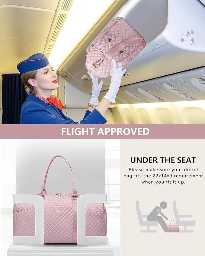 Women Weekender Travel Duffle Bag: Travel Duffel Overnight Bags with Shoe Compartment Large Carry on Tote with Toiletry Bag Weekend Traveling Yoga Gym Hospital Bag for Women with Wet Pocket Pink