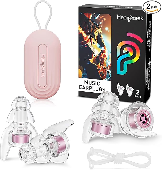 Hearprotek Concert Ear Plugs, 2Pairs Reusable high Fidelity Musician Ear Plugs for Concerts Loud Music-Noise Reduction Ear Protection earplugs for Rave,Festival,Music,Tinnitus Relief