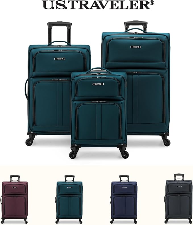 U.S. Traveler Anzio Softside Expandable Luggage with Spinner Wheels, Teal, 2-Piece Set (22/30)
