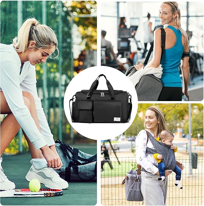 FIORETTO Women's Gym Duffle Bag with Shoes Compartment, 30L Capacity, Ideal for Travel, Gym, Sports, Duffel, Weekender