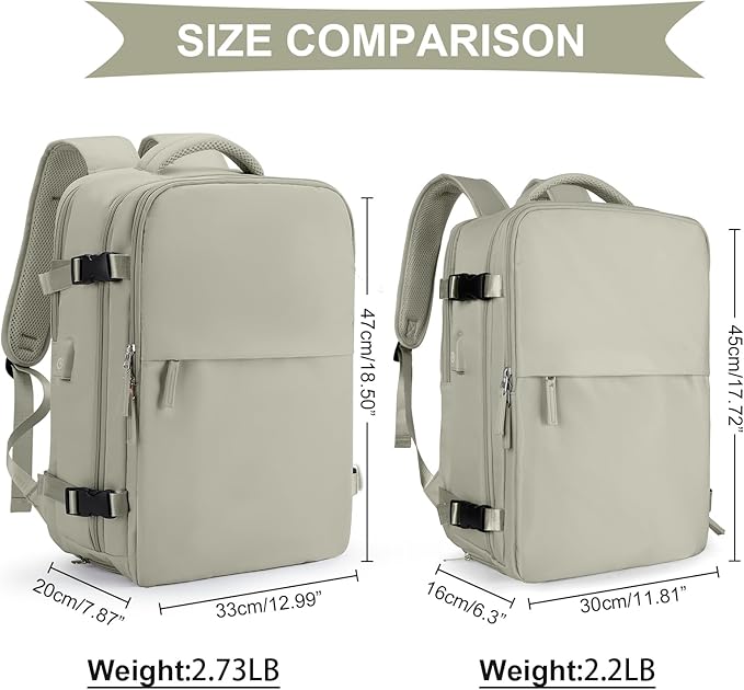 coowoz Black Travel Backpack For Women Men Airline Approved,Carry On Backpack,Large Hiking Backpack Waterproof Outdoor Sports Rucksack Casual Daypack Fit 15.6 Inch Laptop Backpack College Backpack
