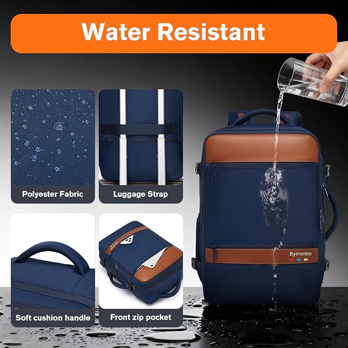 Smart Suitcase-style Laptop Backpack, 25L / 35L Practical Travel Bag for Work, Leisure & Flight, Luggage-Style Commuter Pack (Navy, 25L)