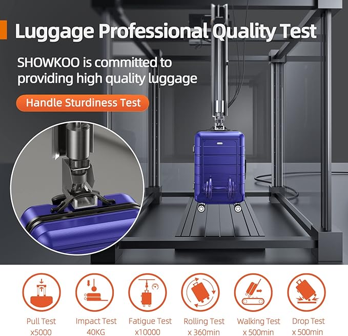 SHOWKOO Luggage Sets Expandable 100% PC Durable Suitcase Sets Double Wheels TSA Lock 4 Piece Luggage Set Royal Blue