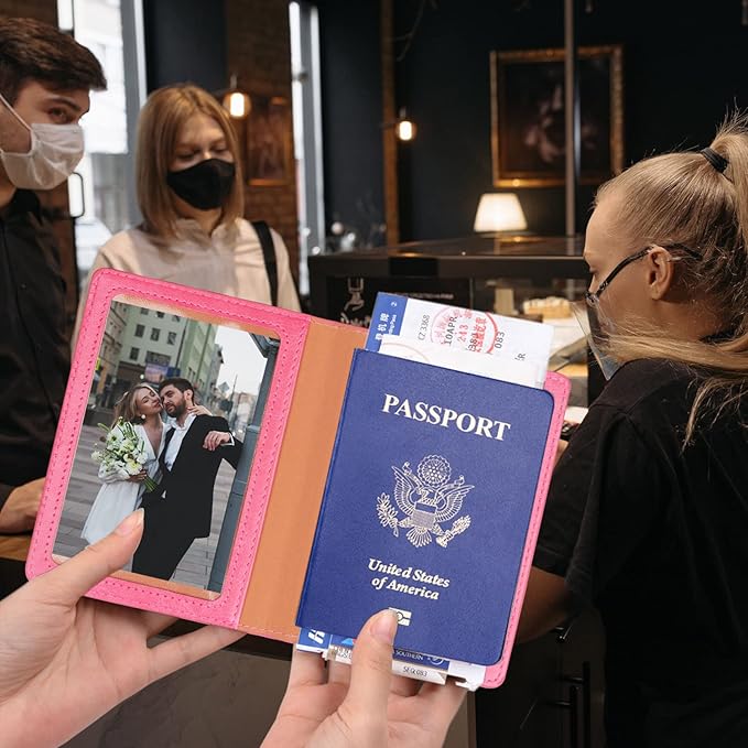 Herain Passport Holder for Travel Cruise Essentials 2 Pcs, Passport Cover Wallet Case Travel Gifts Women Men Family, Passports Book Holders Vacation Accessories Must Haves