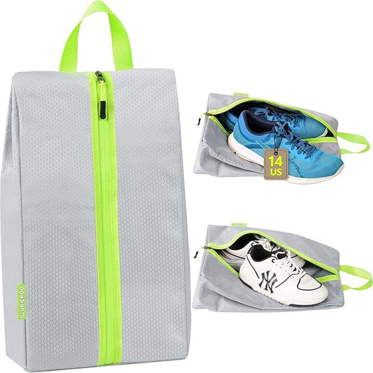 Smell Proof Shoe Bags for Travel-Soccer Cleat Bag Smell Proof with Active Carbon Fabric | Odor-Absorbing Water-Resistant Track Shoe bags for Sports (Grey, UP TO US14)