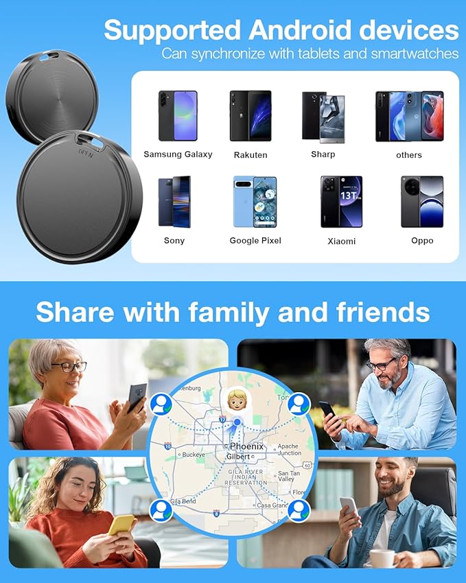 Air Tags for Android,Air Tags-4 Pack Android,Android Tracker Tags,2 Year Battery Life,Google Find Trackers for Google'S Find Hub App,IP65 Waterproof Luggage Tracker Android for Keys,Wallets,Suitcases