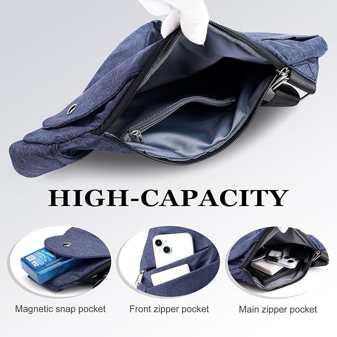 Anti-Theft Sling Bag for Women and Men, Lightweight Crossbody Bag with Hidden Pocket for Travel Hiking Casual Daily