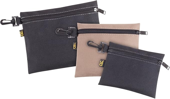 CLC Custom Leathercraft 1100 Multi-Purpose Clip-on Zippered Poly Bags, 3 Pack